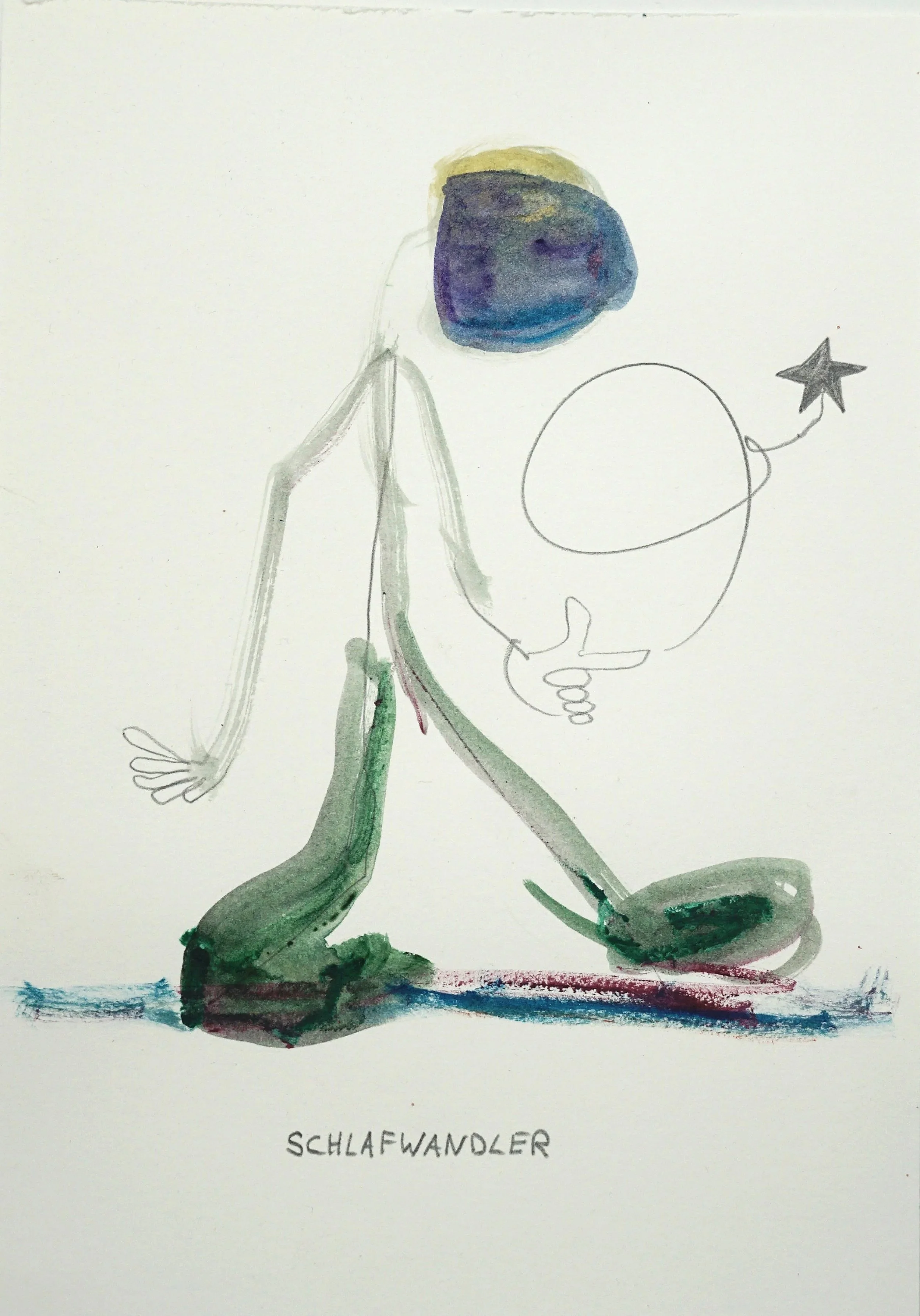 Schlafwandler 2026,
acrylic and graphite on paper
21,0 x 29,7 cm