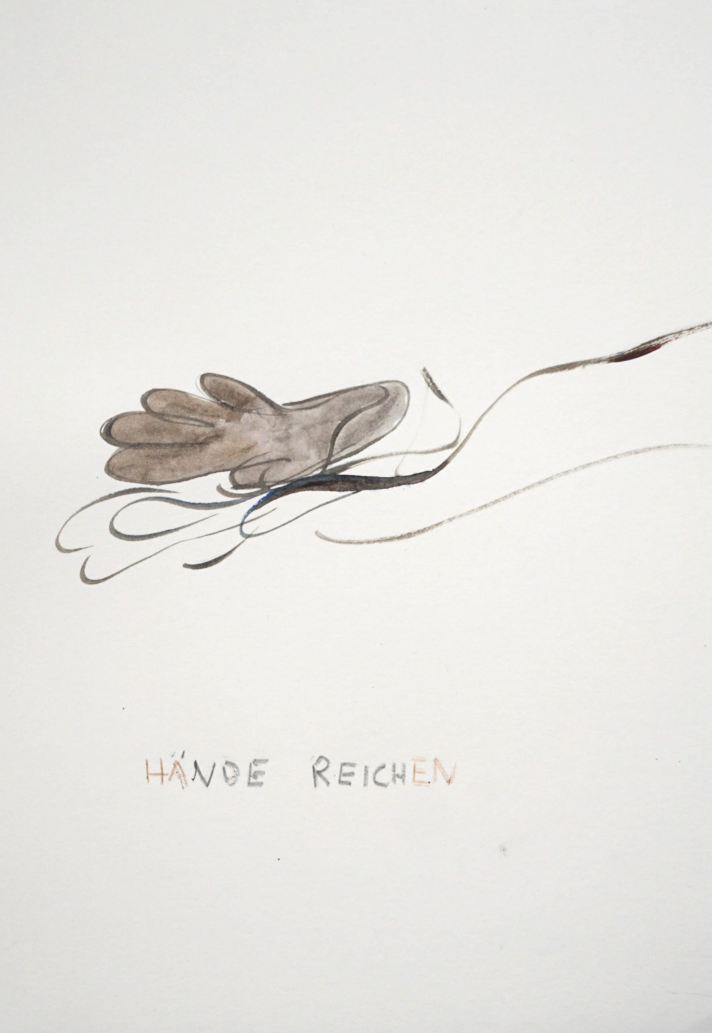 Hände reichen 2026,
acrylic and graphite on paper
21,0 x 29,7 cm