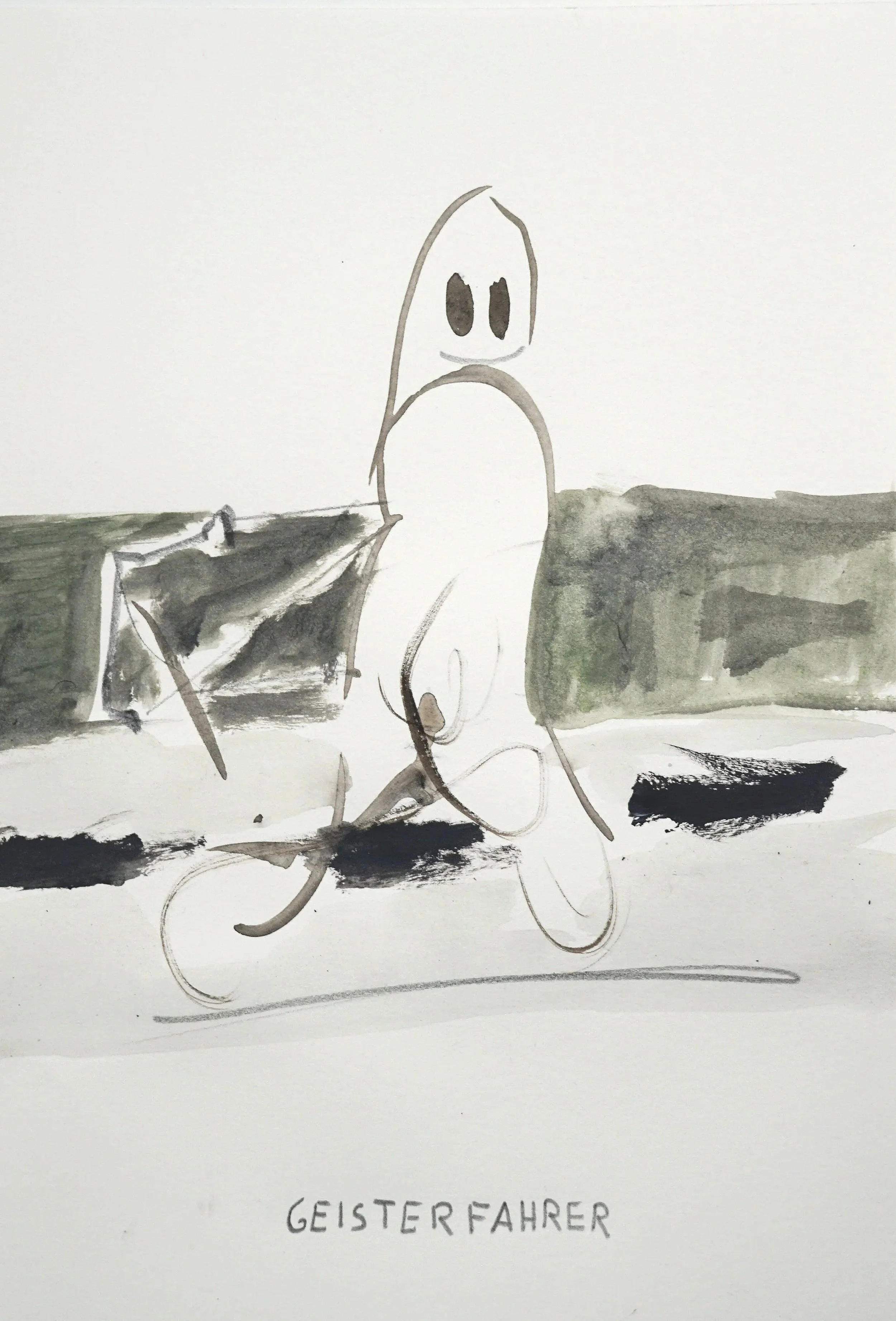 Geisterfahrer 2026,
acrylic and graphite on paper
21,0 x 29,7 cm