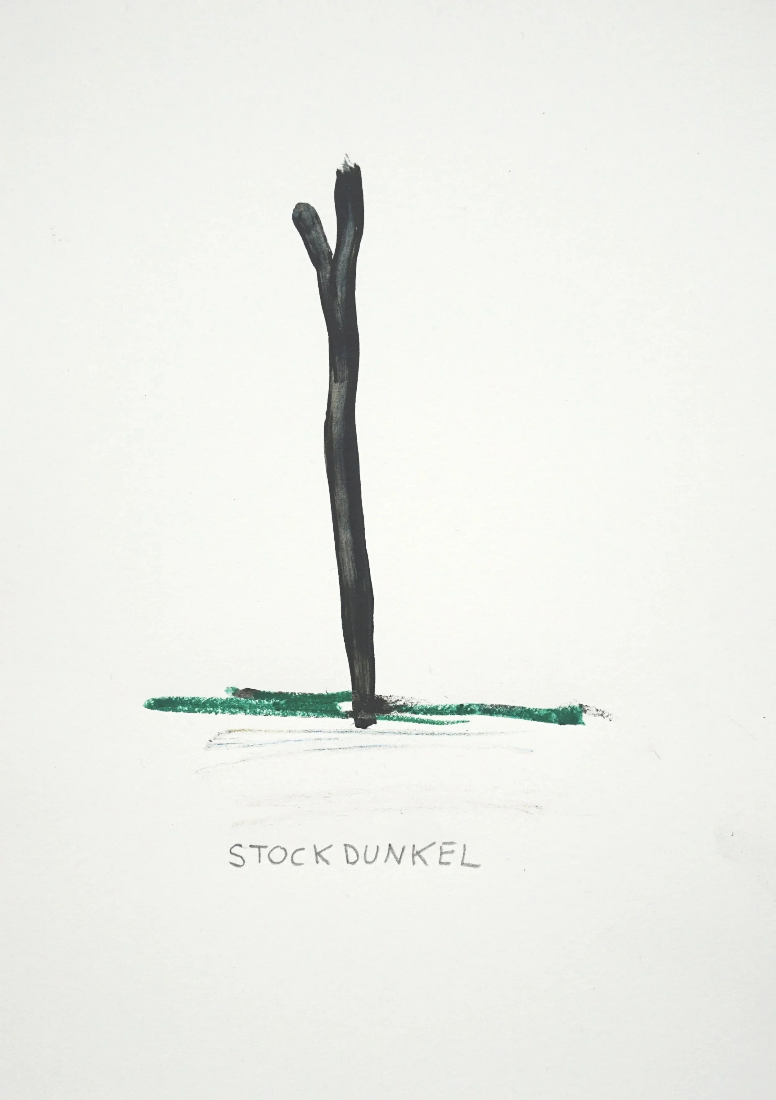 Stockdunkel 2026,
acrylic and graphite on paper
21,0 x 29,7 cm
