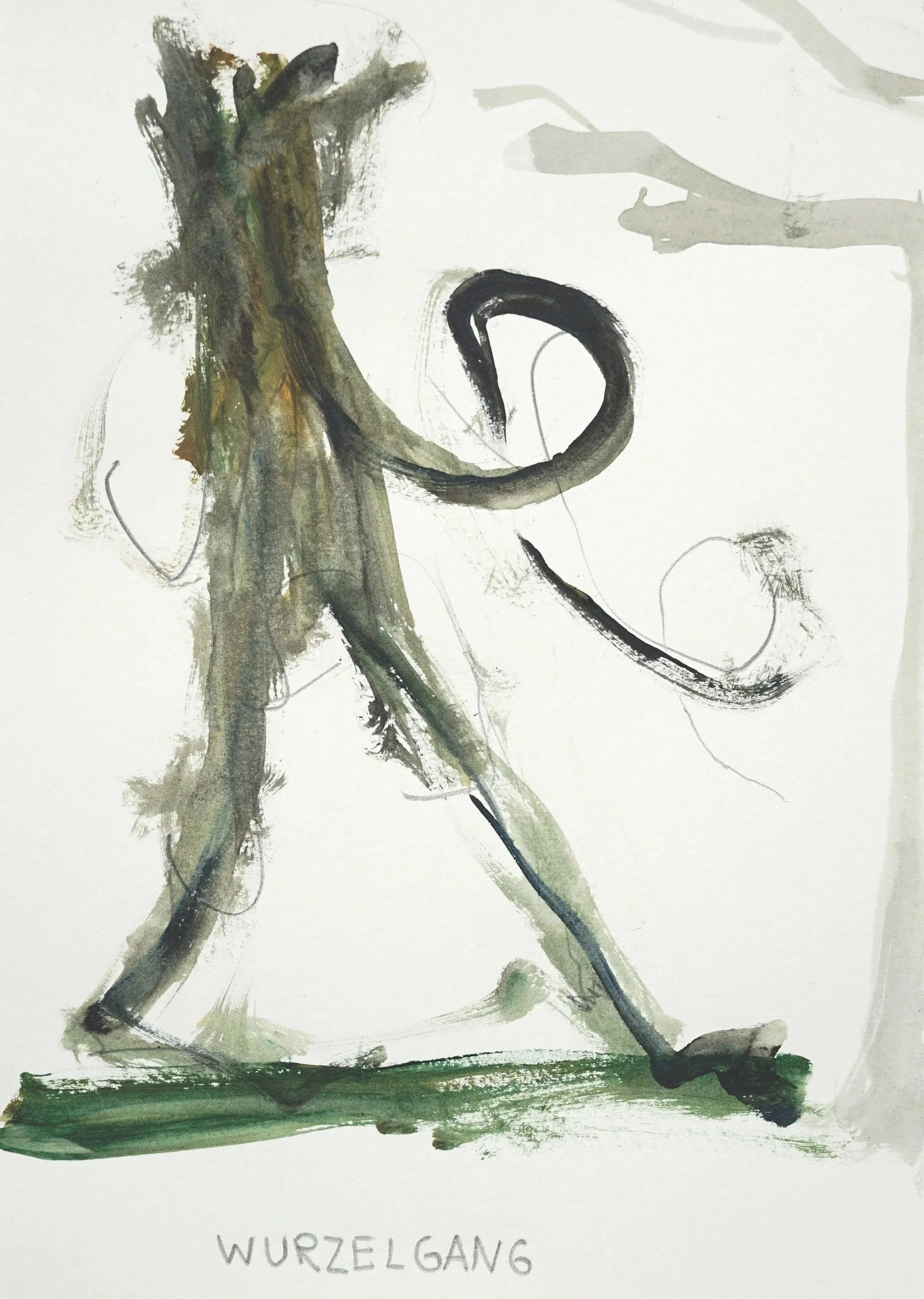 Wurzelgang 2026,
acrylic and graphite on paper
21,0 x 29,7 cm