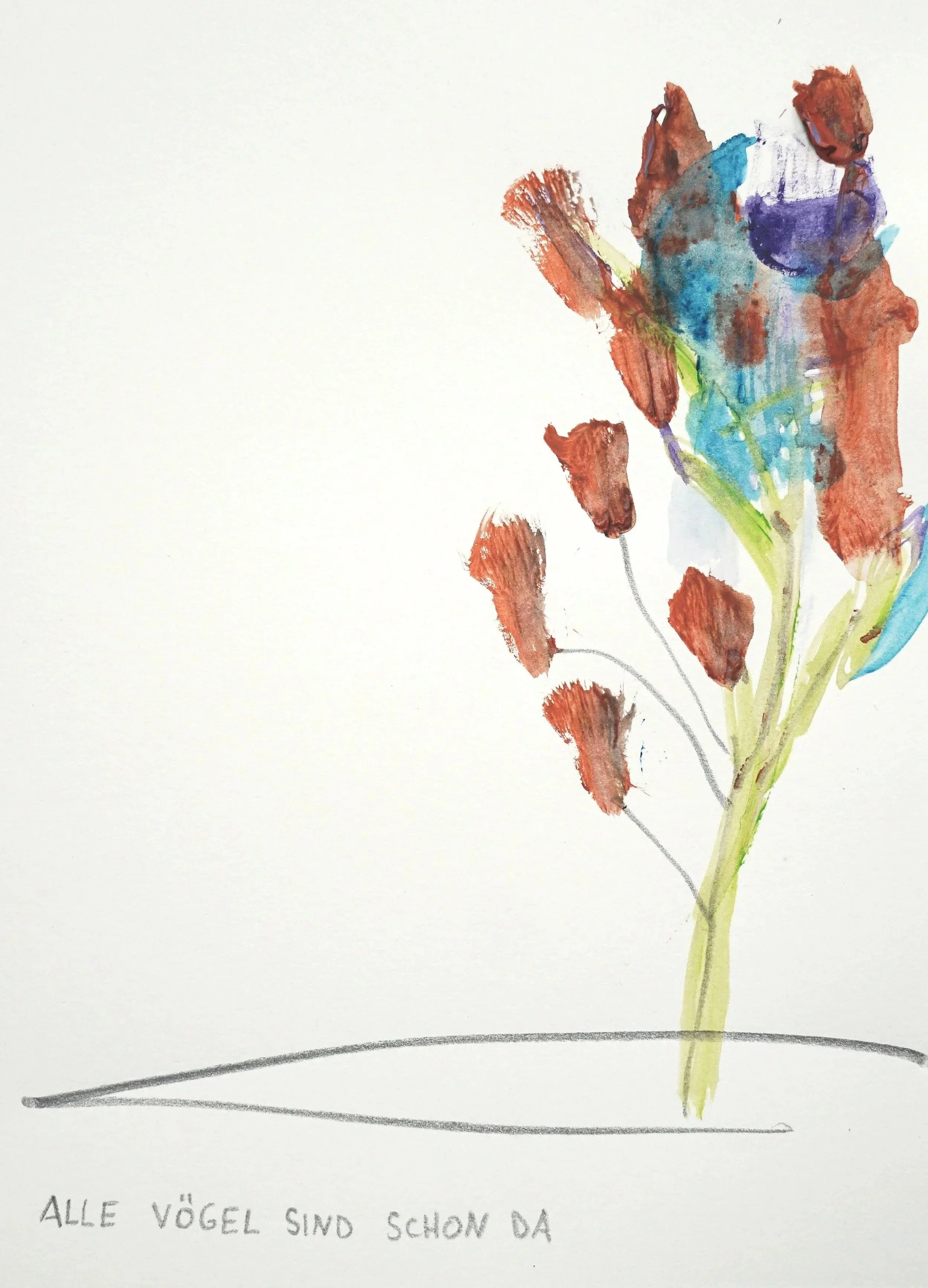 Alle Vögel sind schon da 2026,
acrylic and graphite on paper
21,0 x 29,7 cm