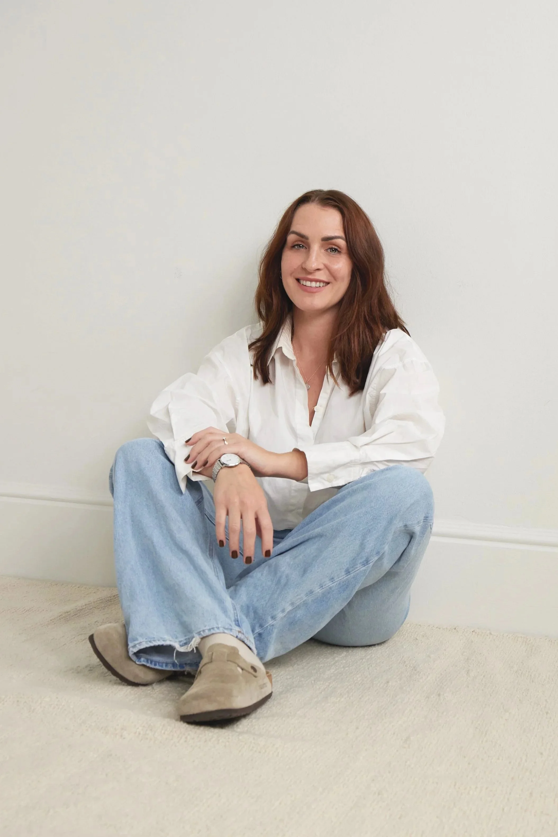Emma in her natural light photography studio in South Ockendon, Essex