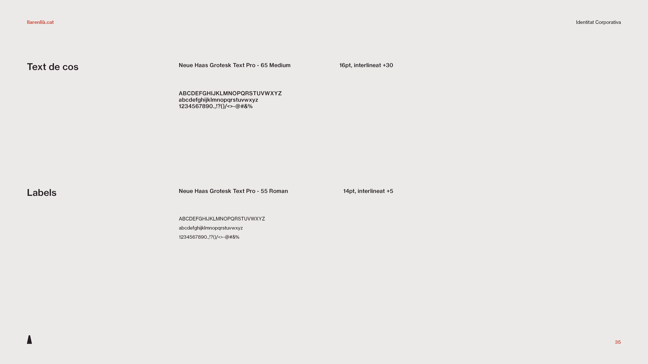 Typeface: Body copy and labels