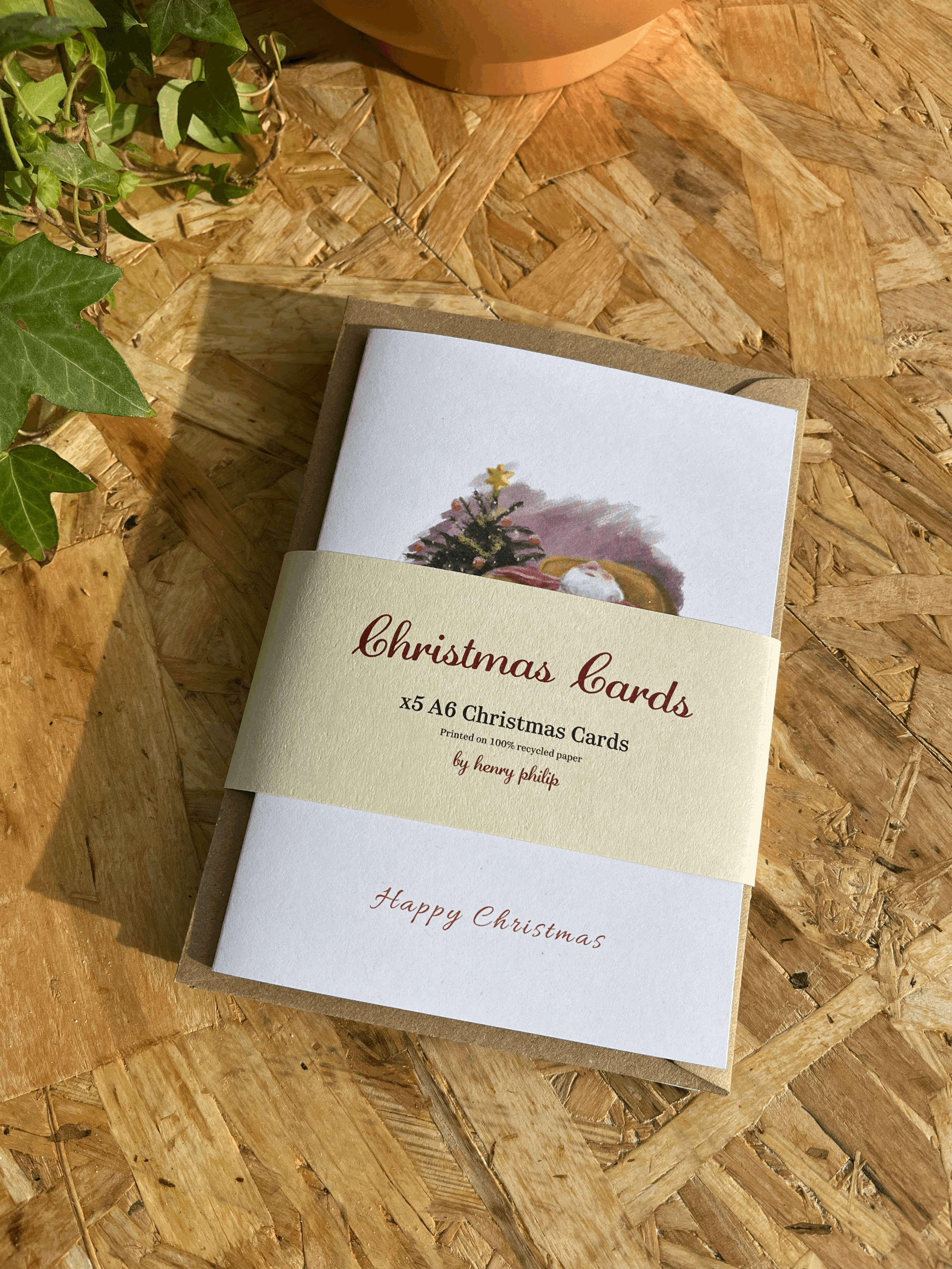 5 Pack Christmas Cards | 100% Recycled Paper