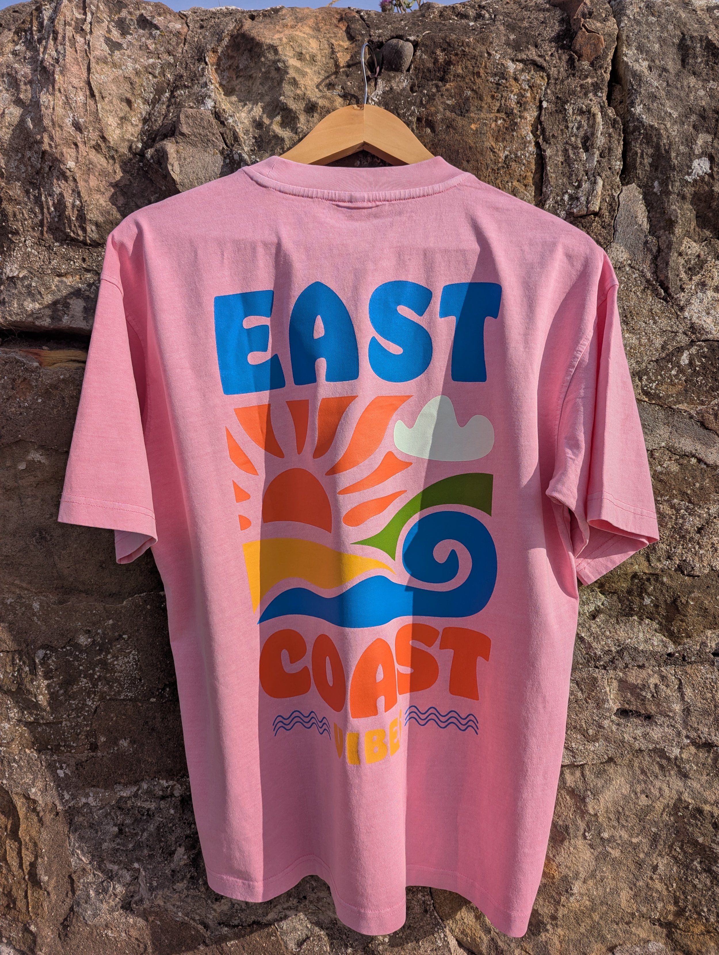 East Coast Vibes T Shirt | Oversized Heavyweight | Beach Faded Pink |