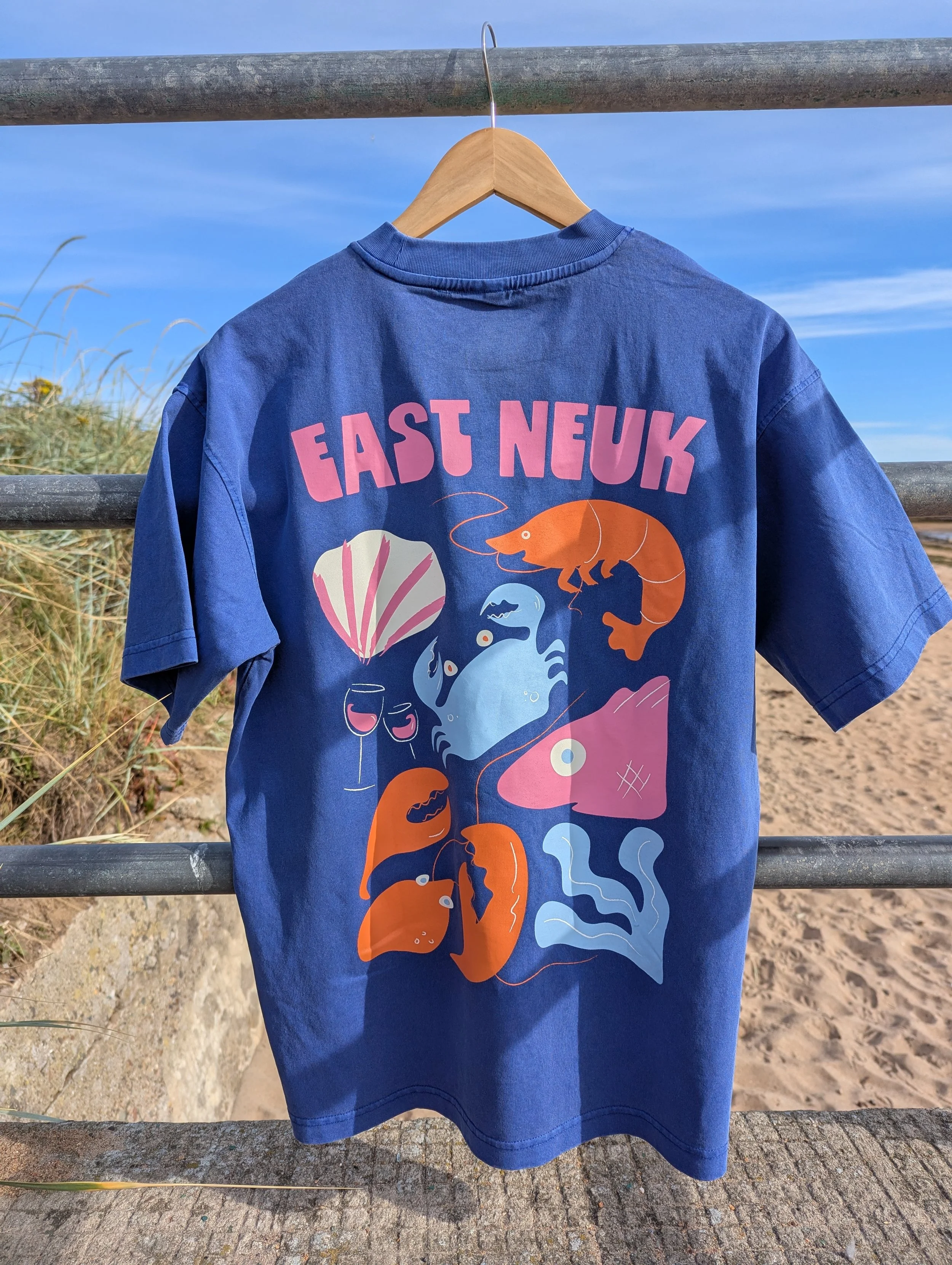 East Neuk T Shirt | Oversized Heavyweight | Beach Hut Blue