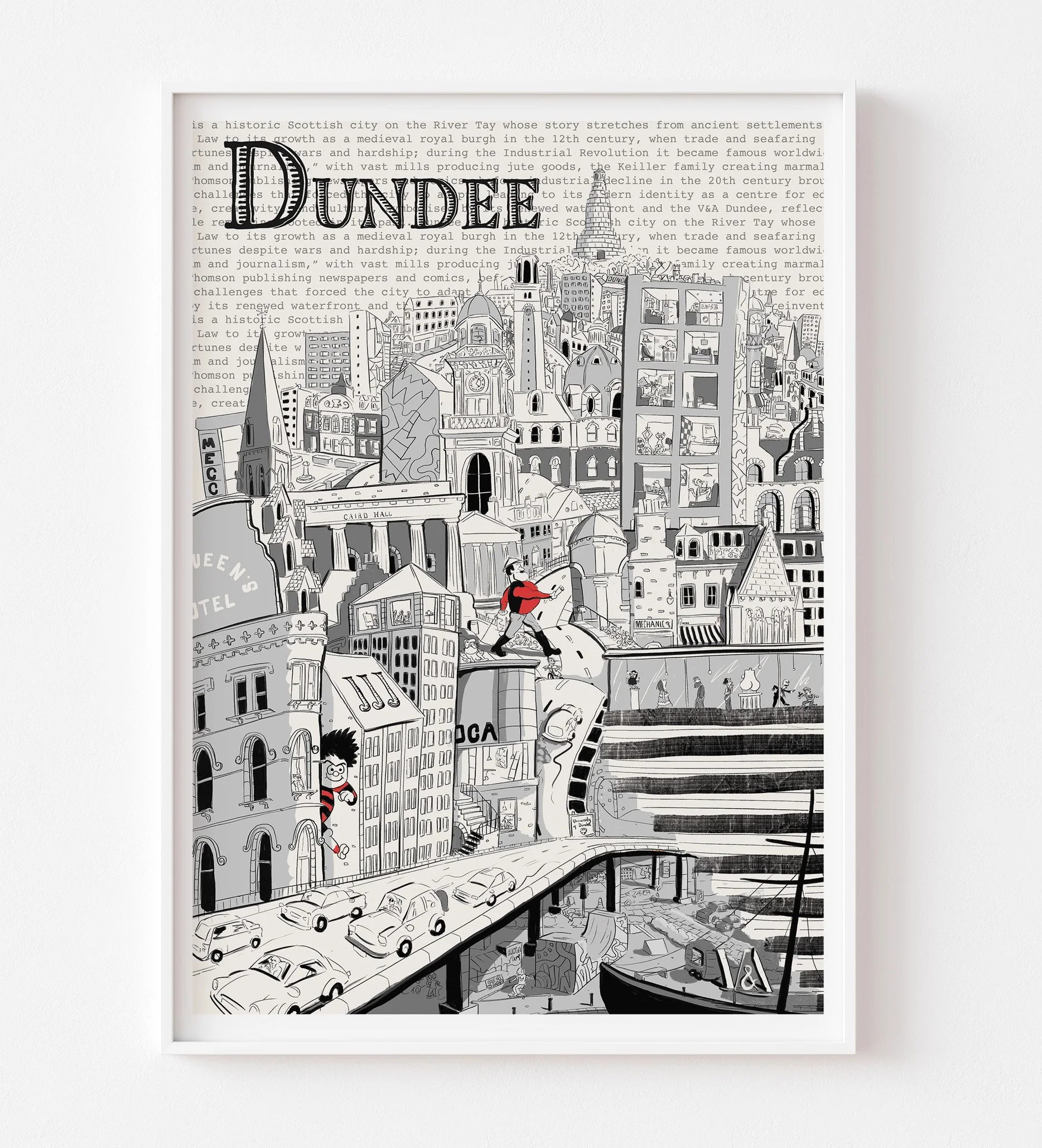 A3 Signed Print | Dundee | Black & White