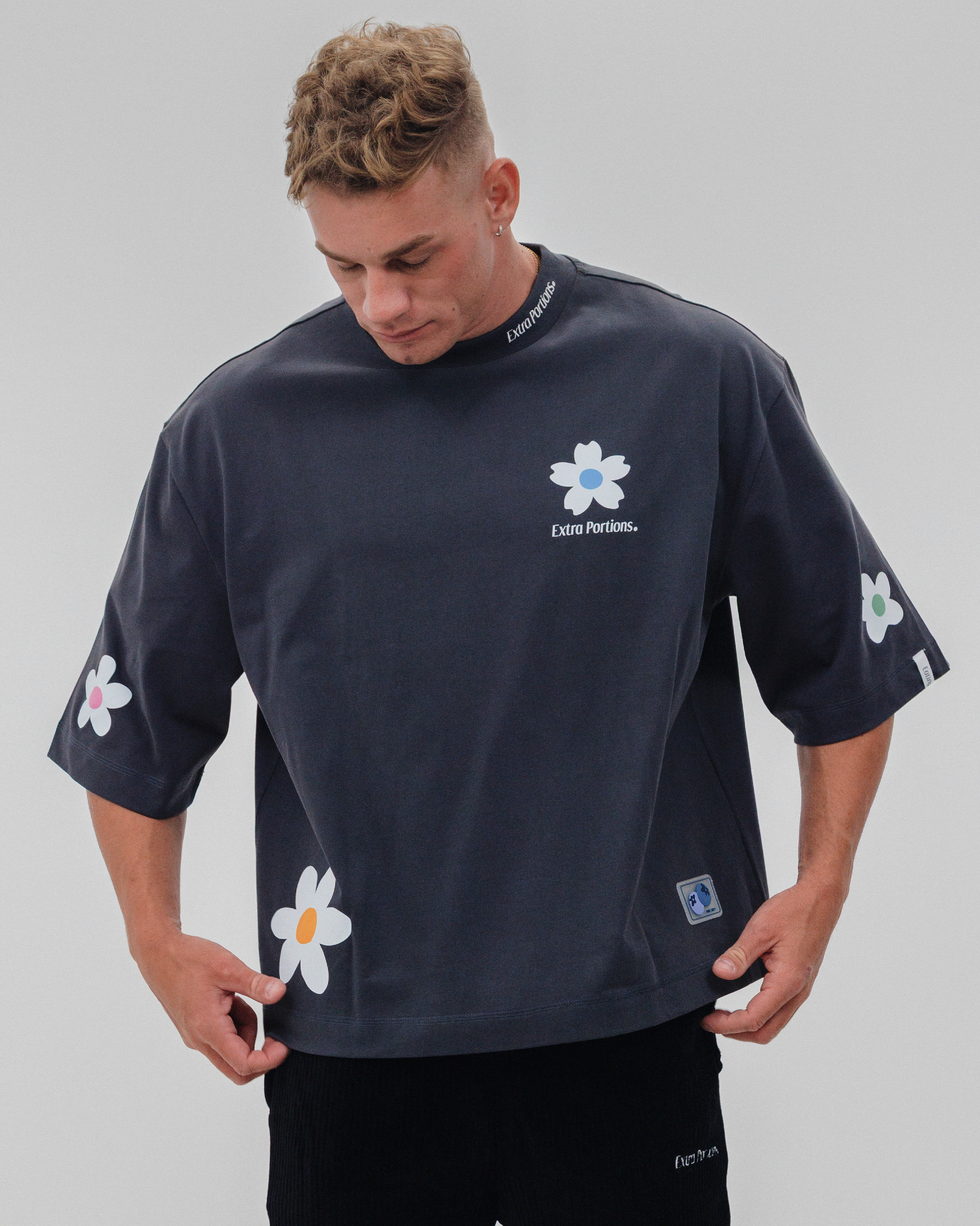 Quad Flower Tee - Charcoal