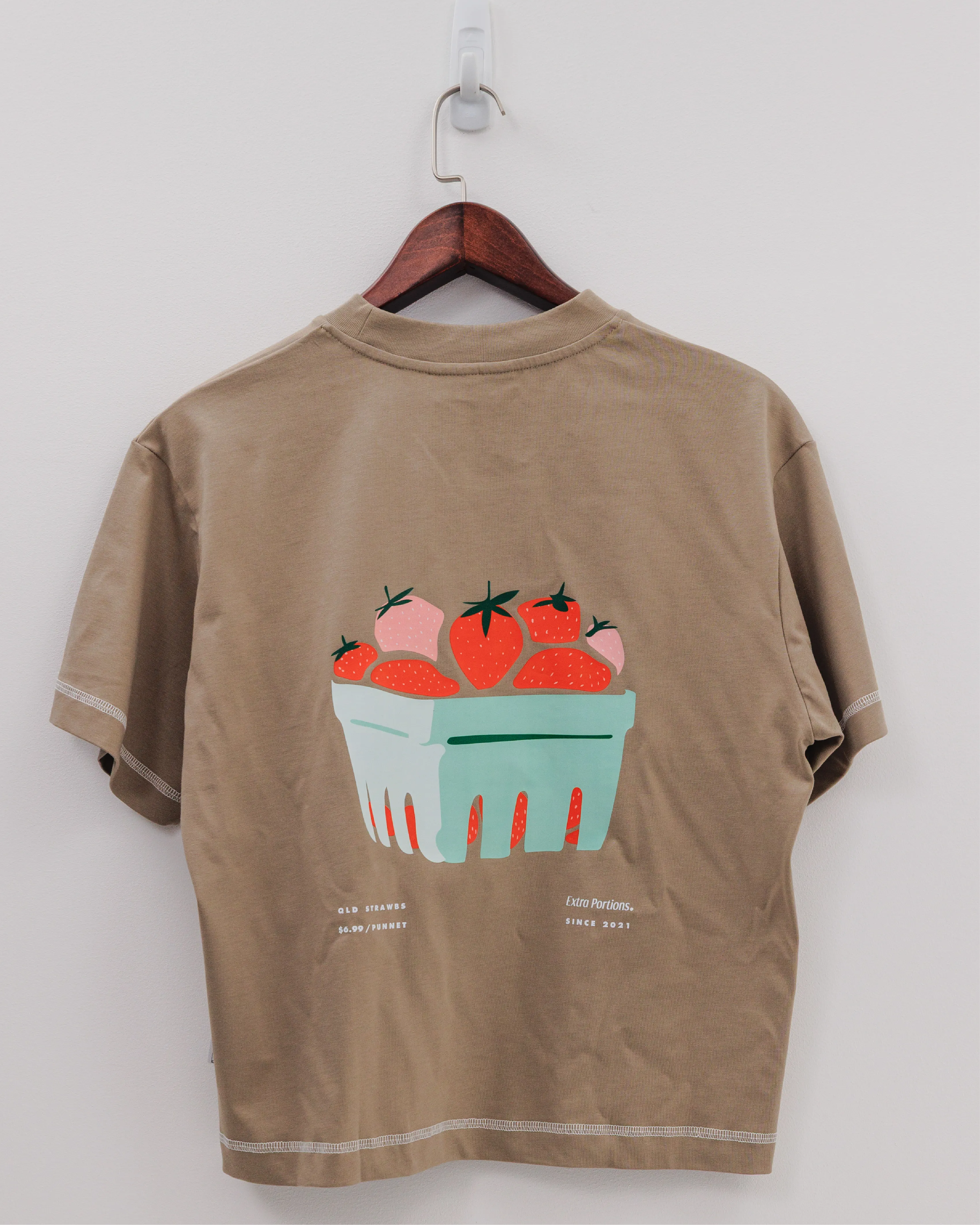 QLD Strawbs Tee - Washed Brown
