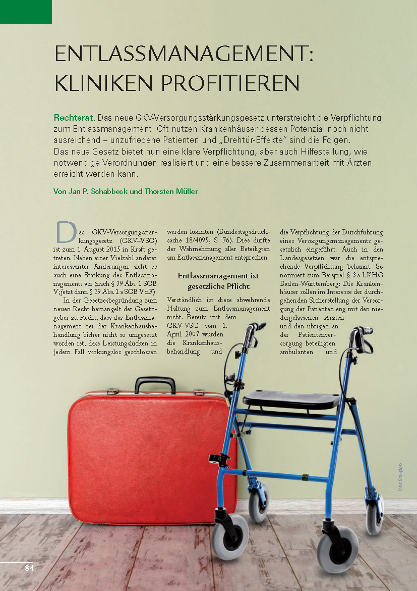 Neue Veröffentlichung zum Entlassmanagment nach dem GKV-VSG!