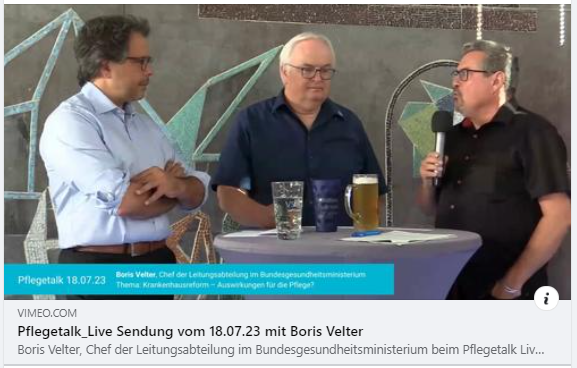 Krankenhausreform – Auswirkungen für die Pflege? Ausschnitte aus dem Pflegetalk mit Boris Velter 