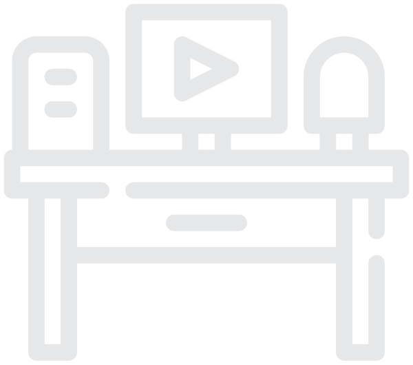 Line drawing of a video edit suite