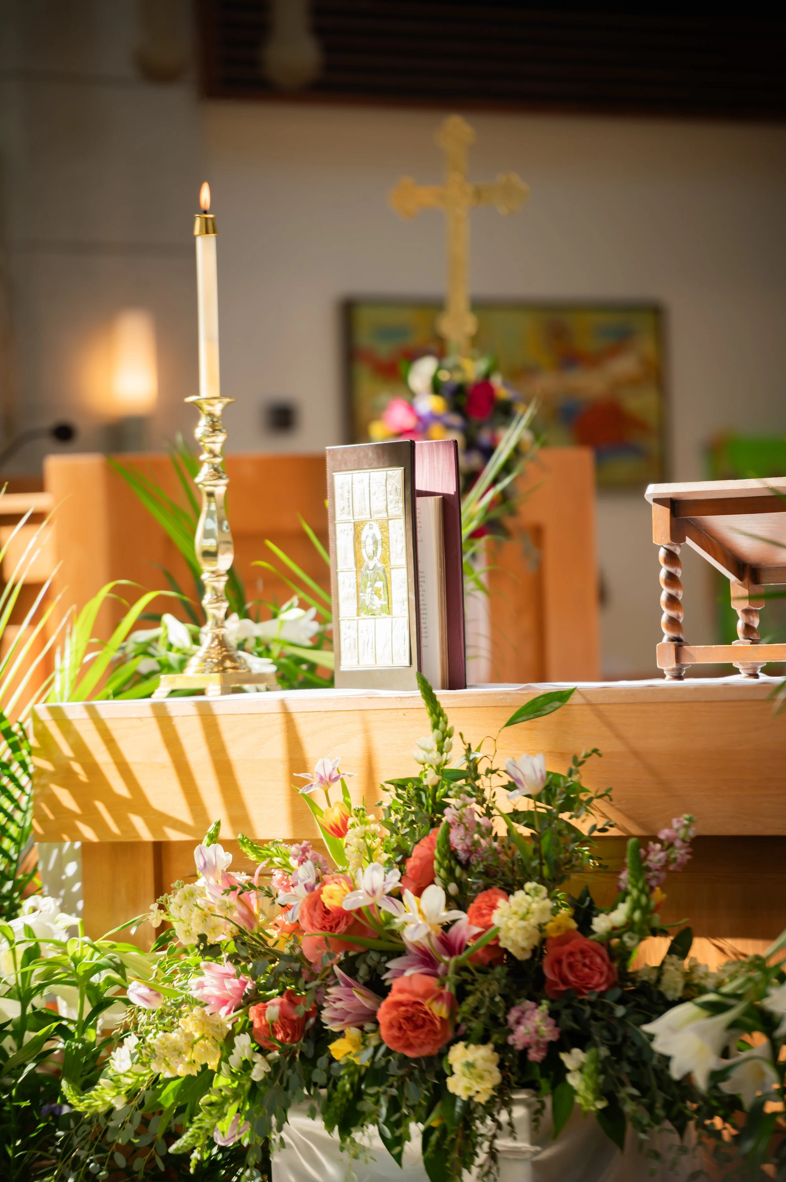 Altar table with flowers