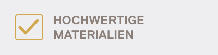 Icon mit Häkchen und Text 'Hochwertige Materialien'