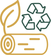 Symbol für Recycling mit Baumstamm und Blatt
