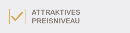 Symbol eines Häkchens und Text 'Attraktives Preisniveau'