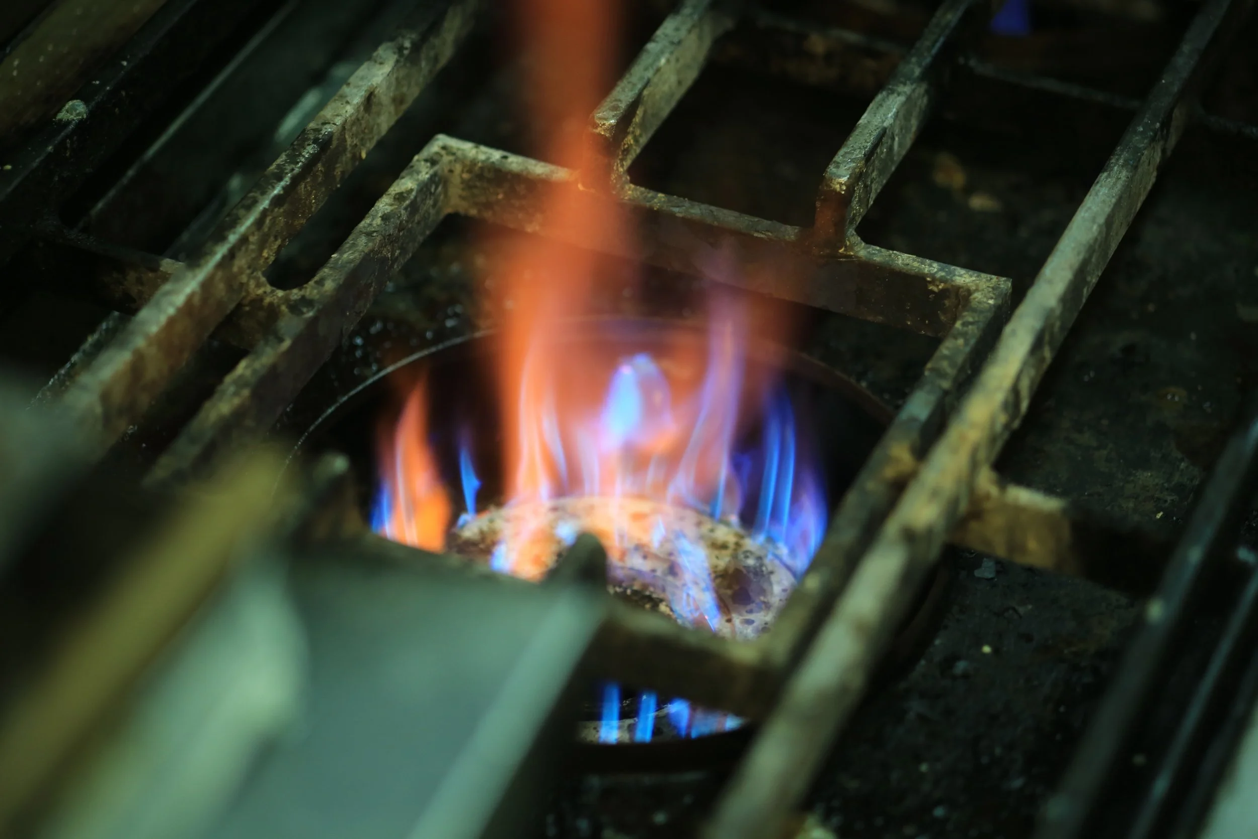 open stove fire 
