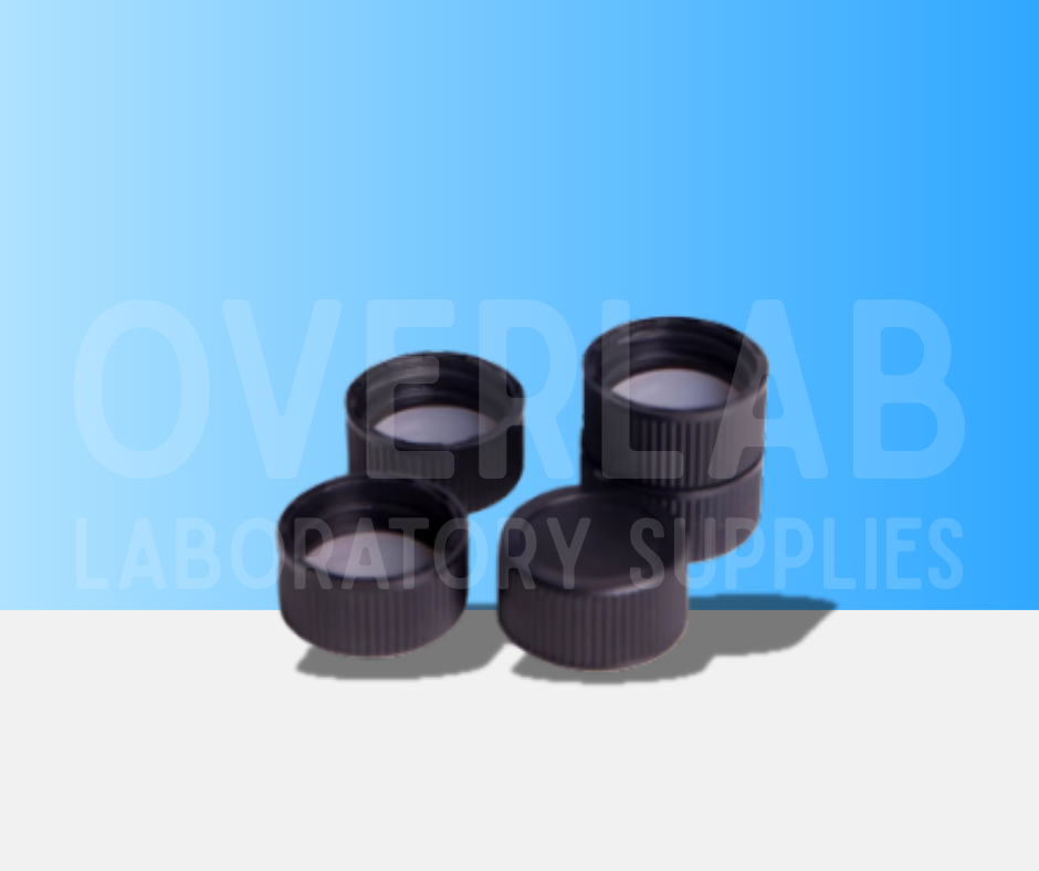 Caps, Non-Porous, PTFE Pad, Black, 100 Pcs