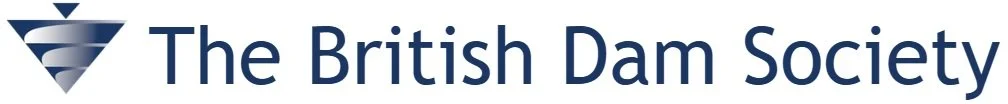 Logo of The British Dam Society with a stylized dam icon and blue text