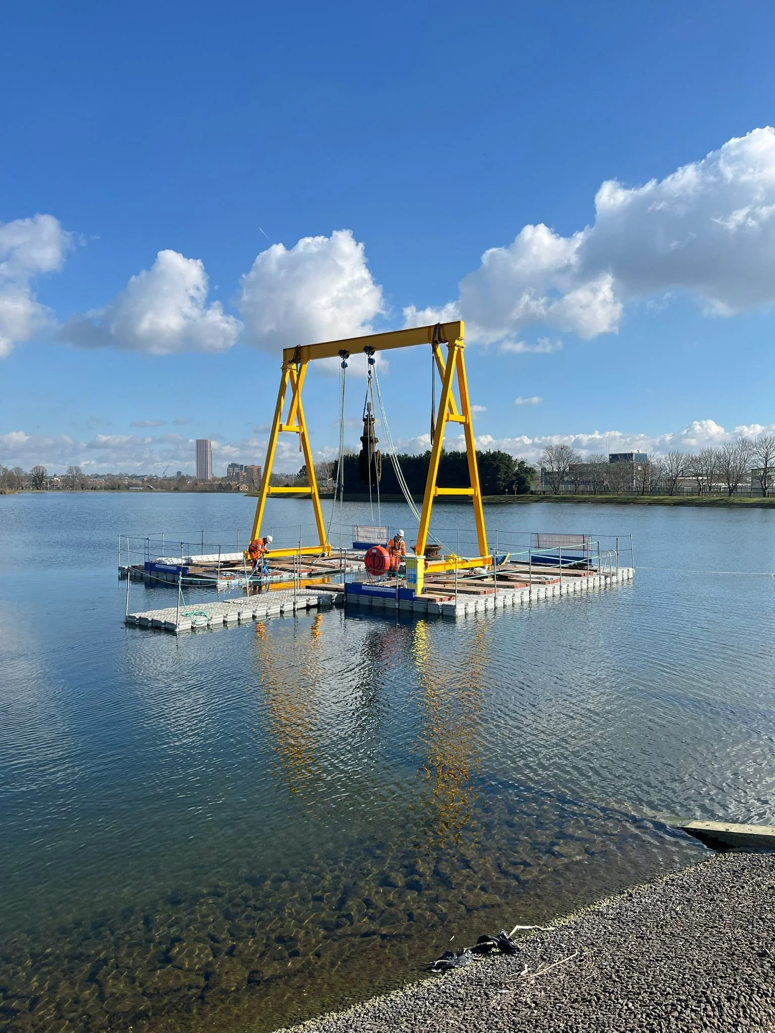 8m high by 8m wide bespoke gantry designed to remove a 3 tonne valve from a remote reservoir tower