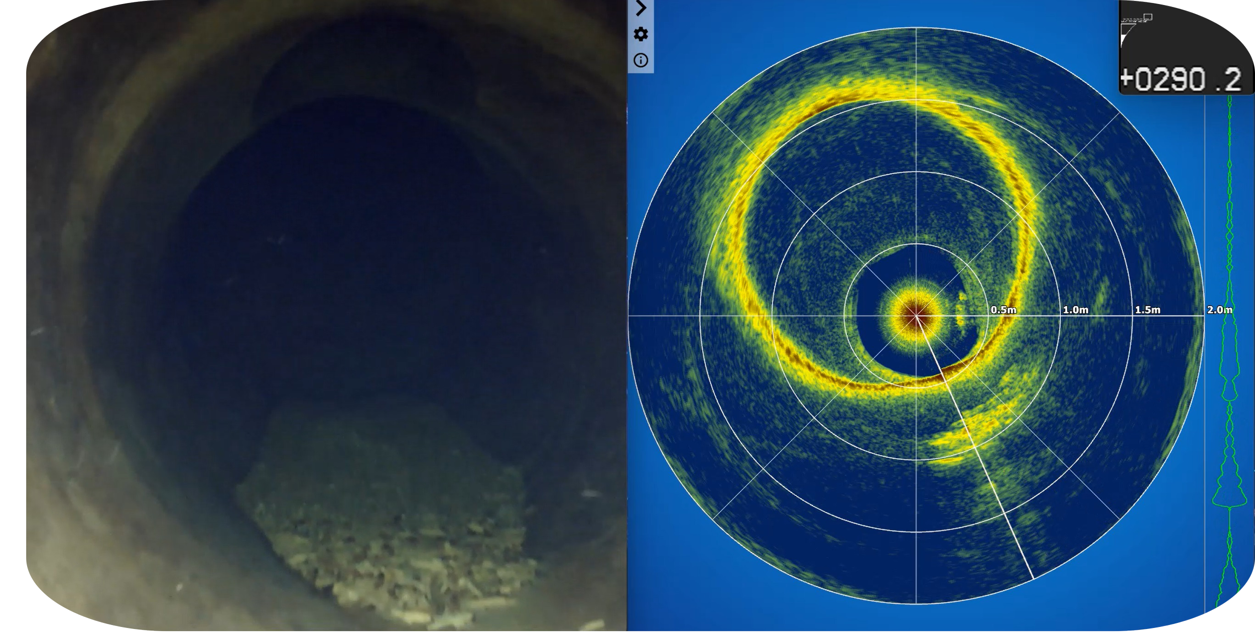 MMP ROV CCTV and sonar of a water pipe