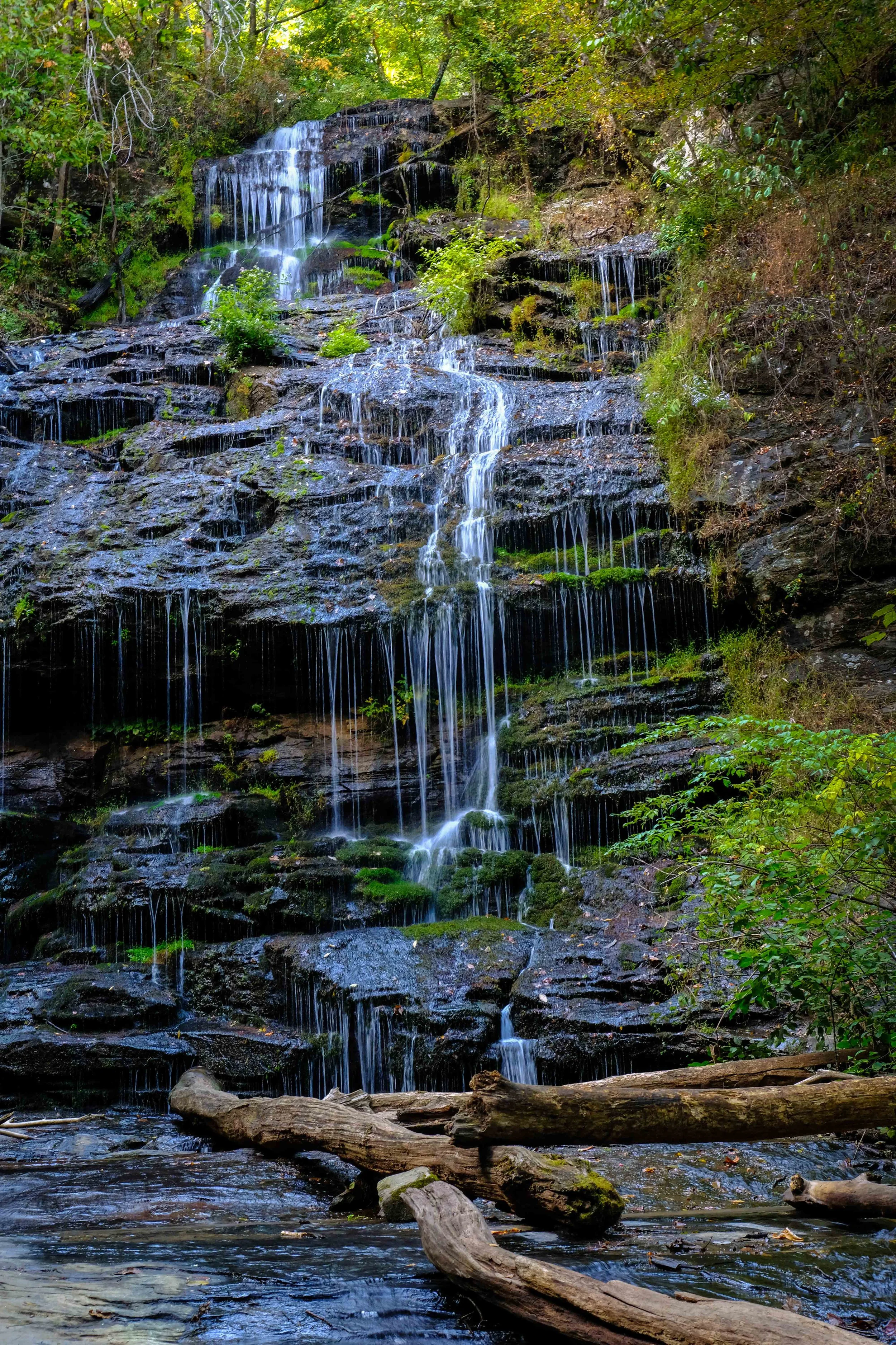 Picturesque waterfall in the blue ridge mountains