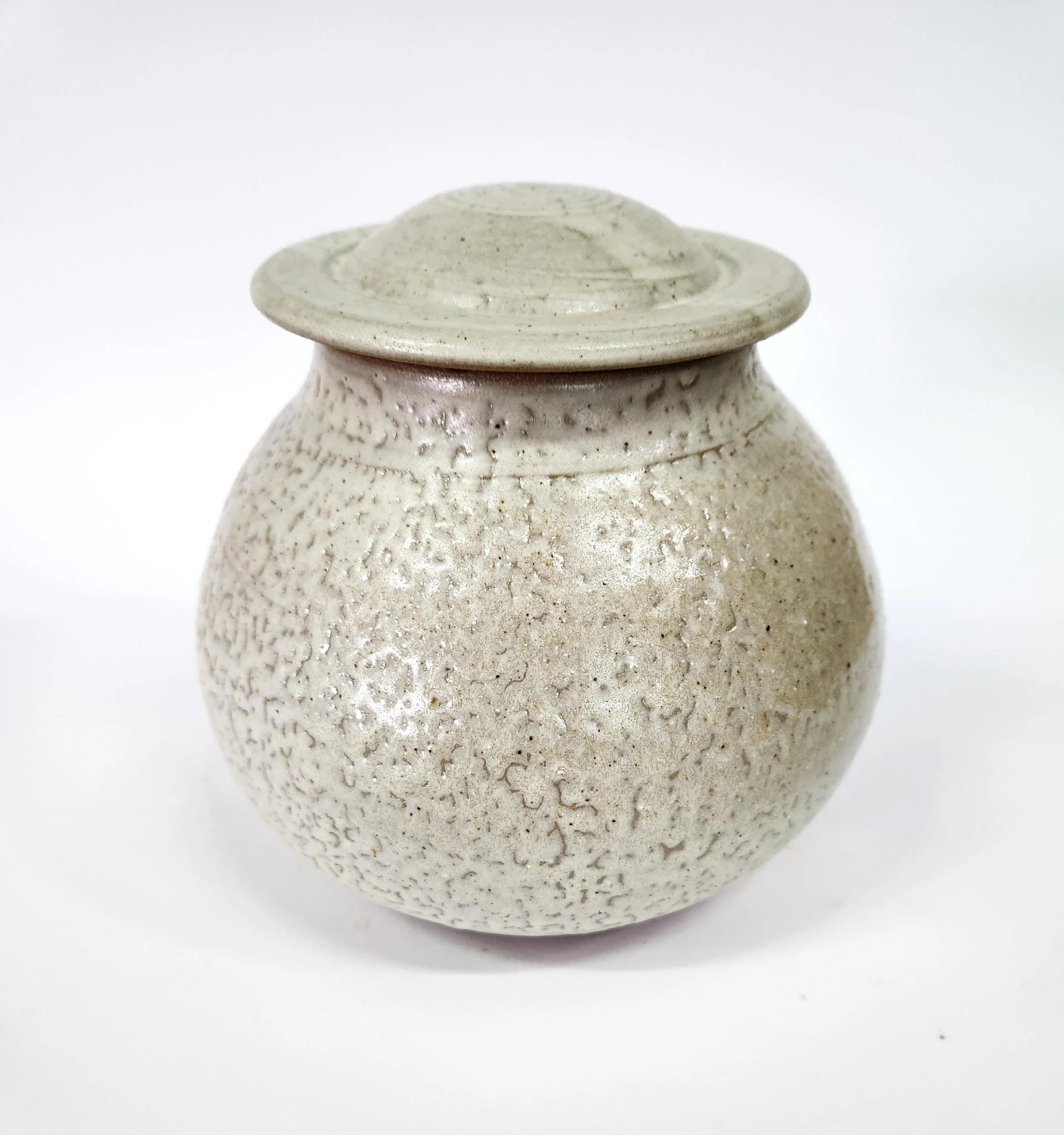 Ash glazed jar - high clay content crawling glaze