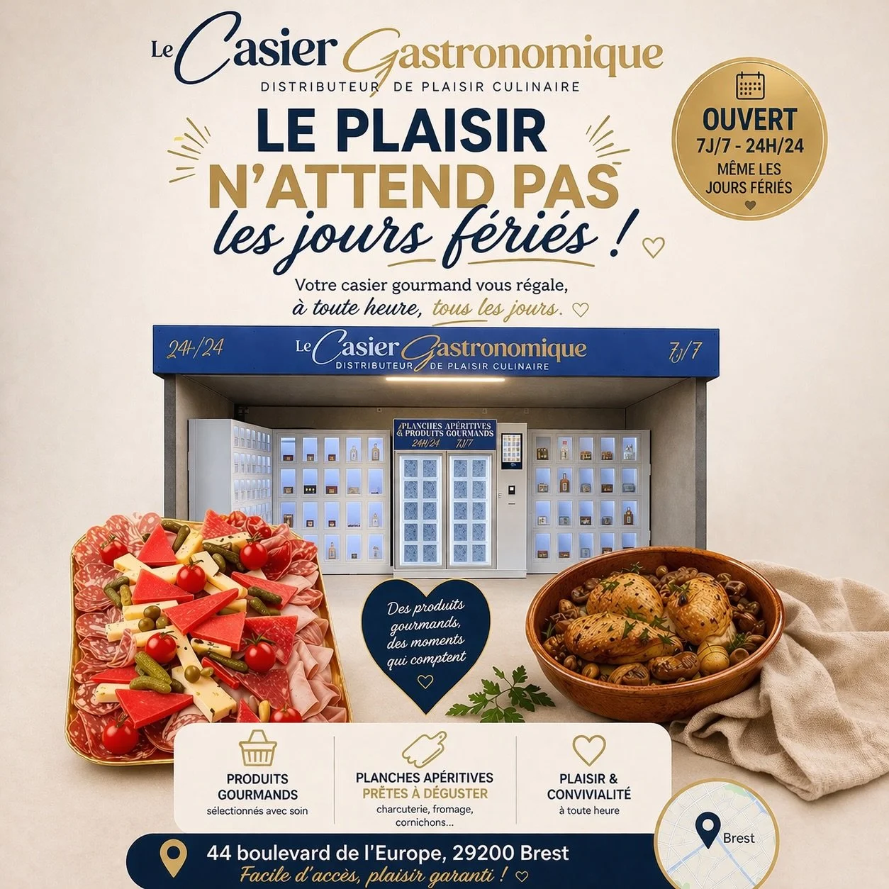 Aujourd&rsquo;hui, tout est ferm&eacute;&hellip; ou presque.

Le dimanche, les jours f&eacute;ri&eacute;s, ces moments o&ugrave; :
👉 tu r&eacute;alises &agrave; 19h que tu n&rsquo;as rien pr&eacute;vu
👉 les invit&eacute;s arrivent plus t&ocirc;t qu