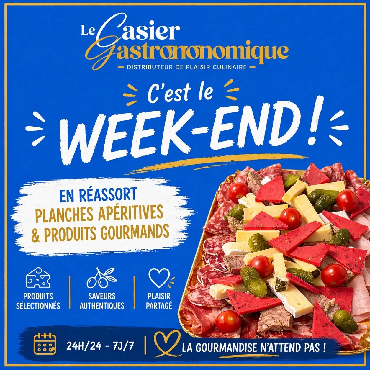 Le week-end approche&hellip; et franchement, arriver les mains vides, c&rsquo;est d&eacute;pass&eacute;. 😏

Pendant que certains font la queue, d&rsquo;autres savent d&eacute;j&agrave; o&ugrave; trouver l&rsquo;ap&eacute;ro.
Planches bien garnies, p
