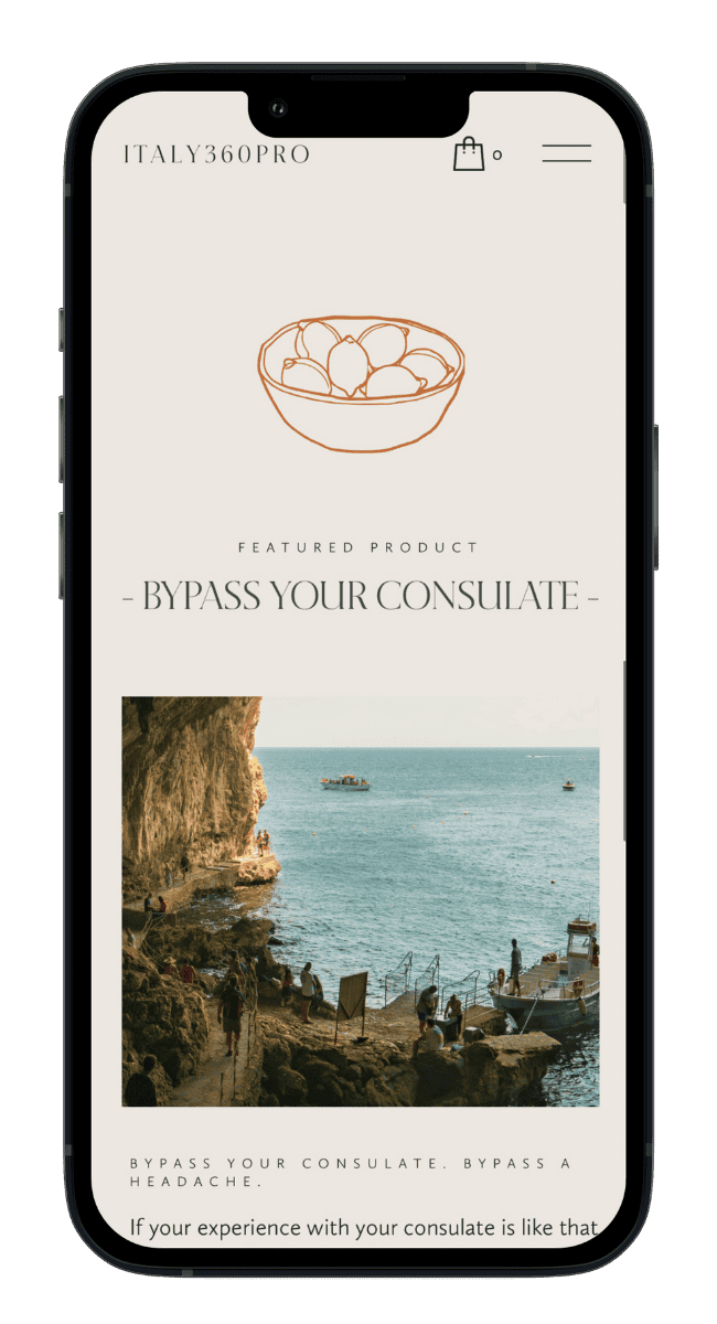 Website mobile optimization for Italy360Pro