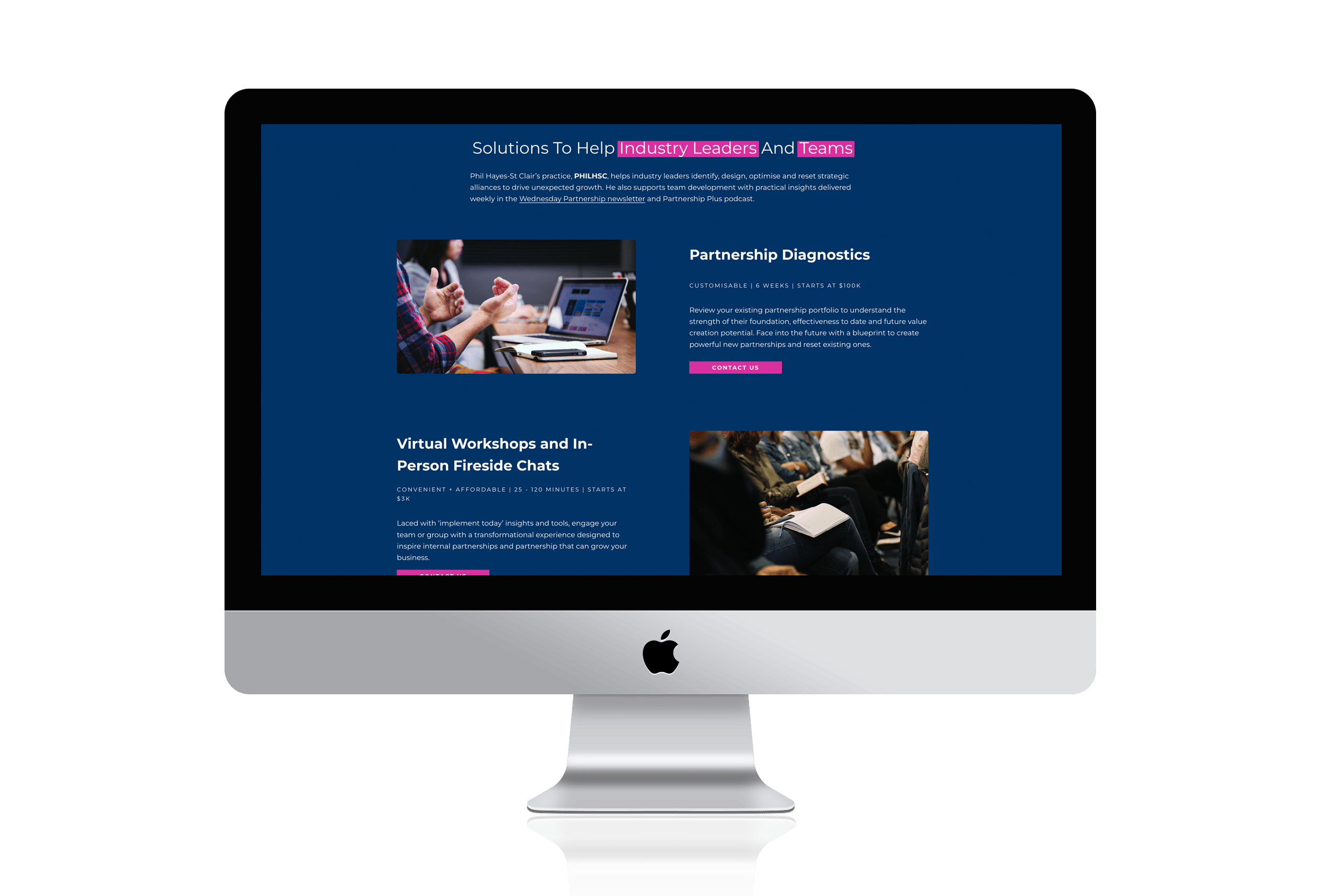 Desktop mockup of Phil HSC website layout