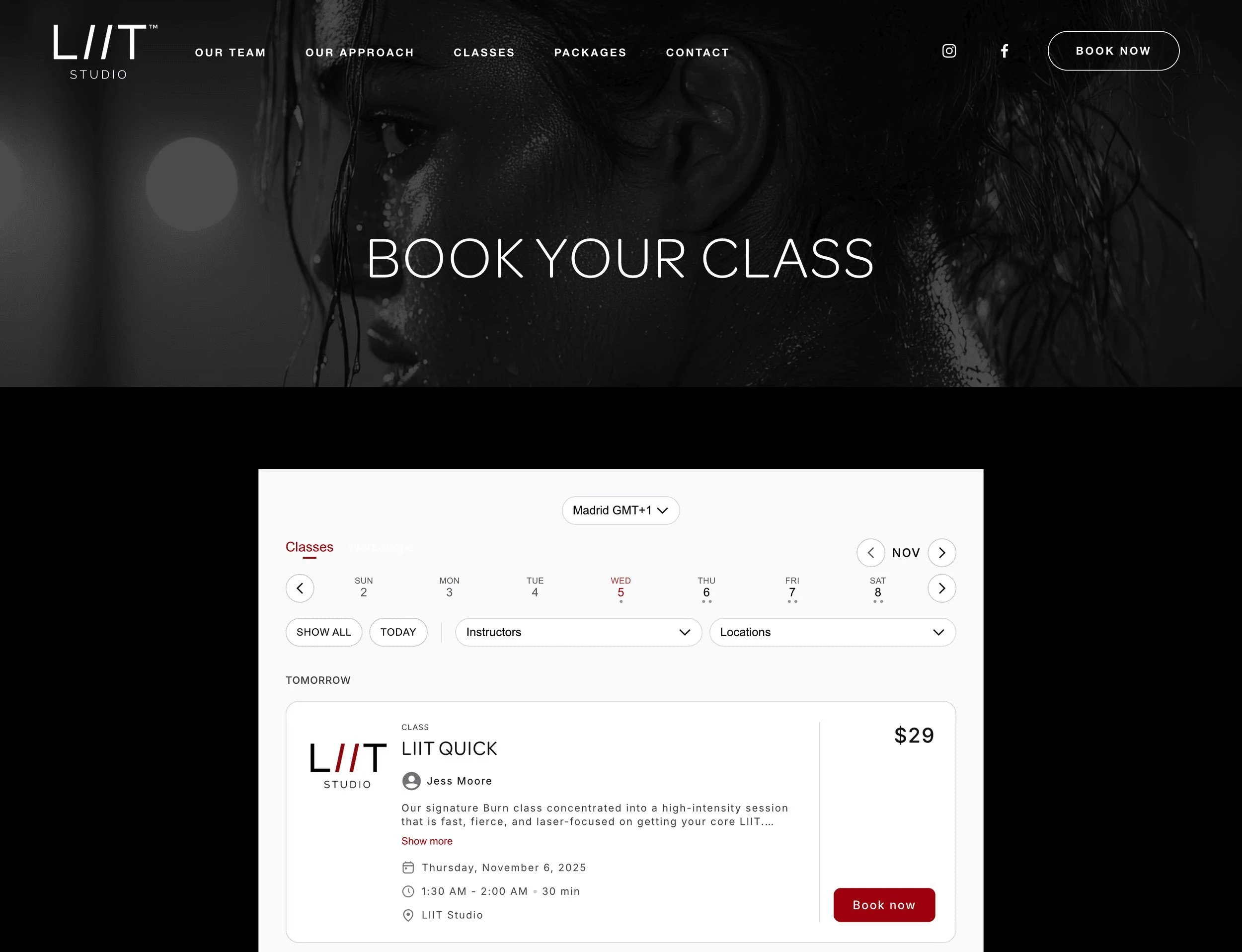Fitness studio website design