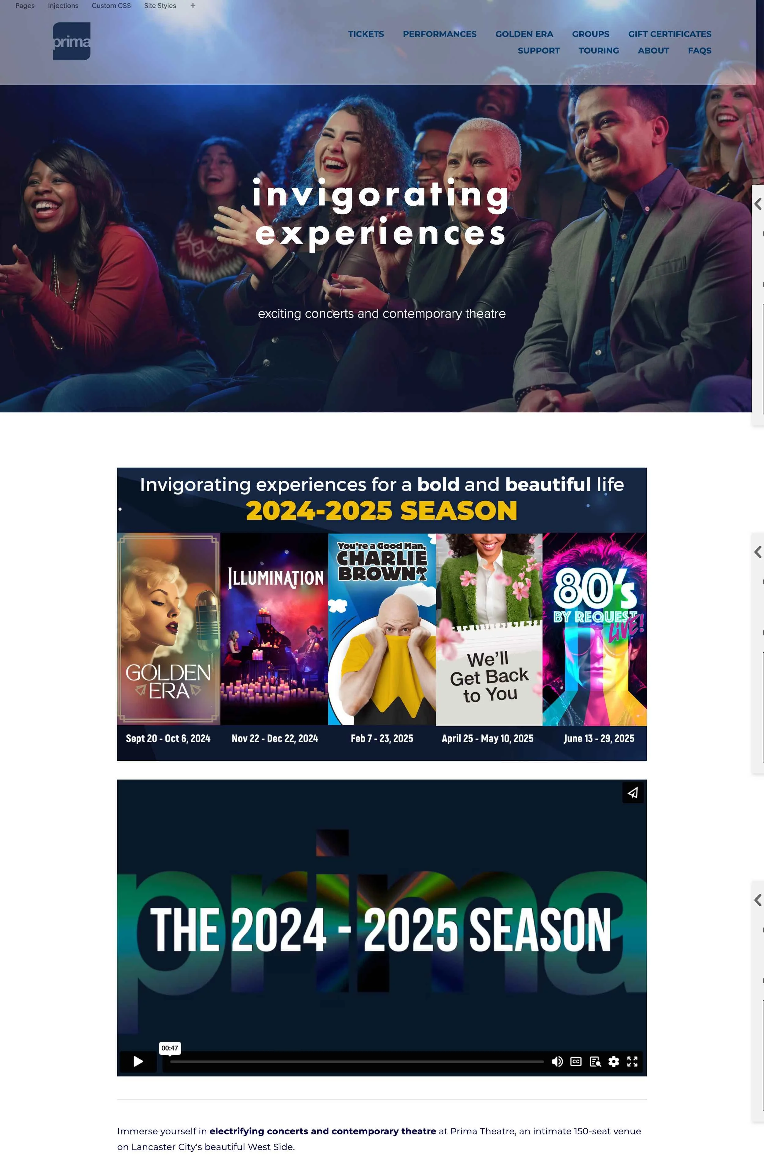 Prima Theatre old website