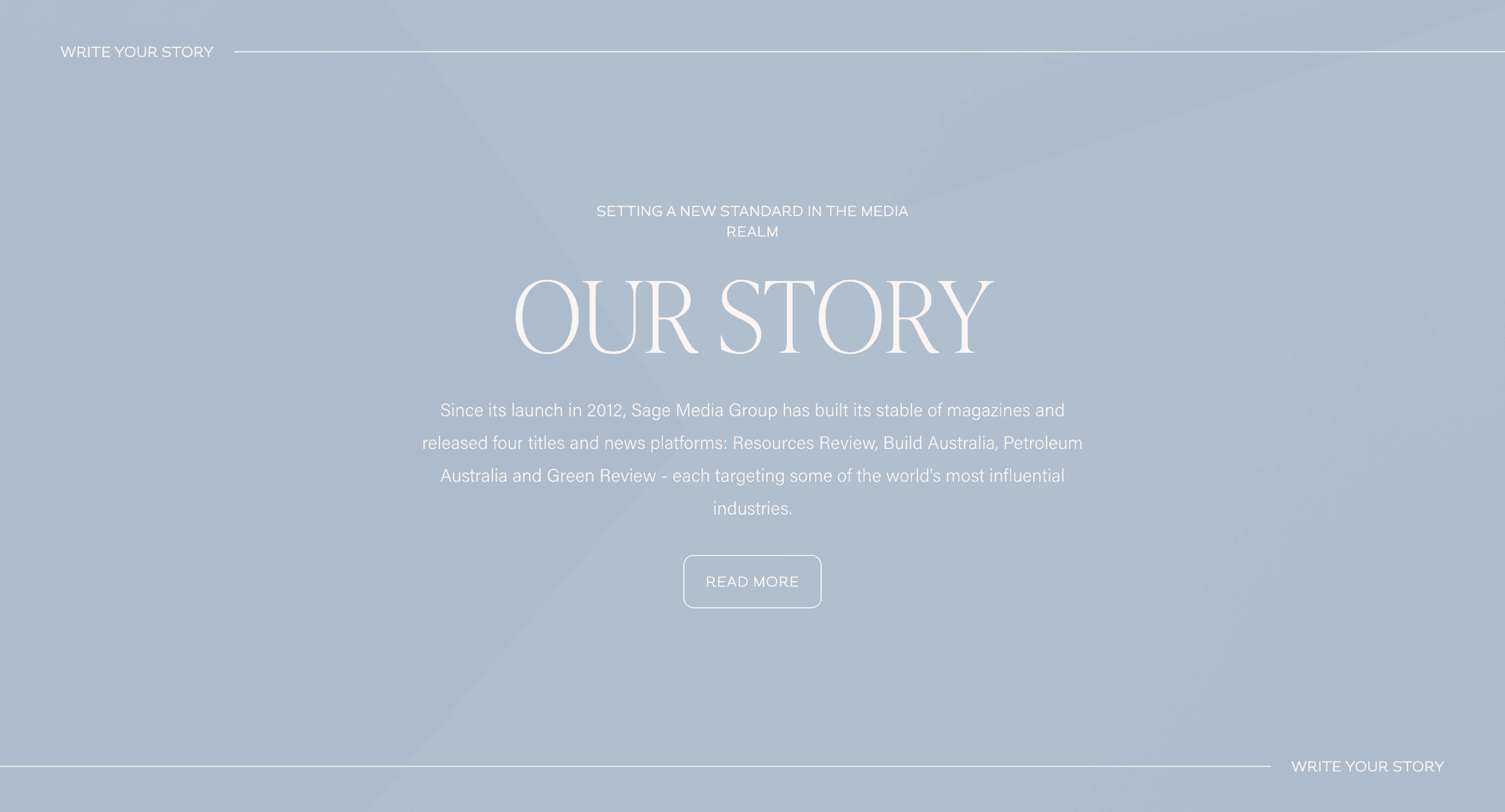 Website our story design for Sage Media