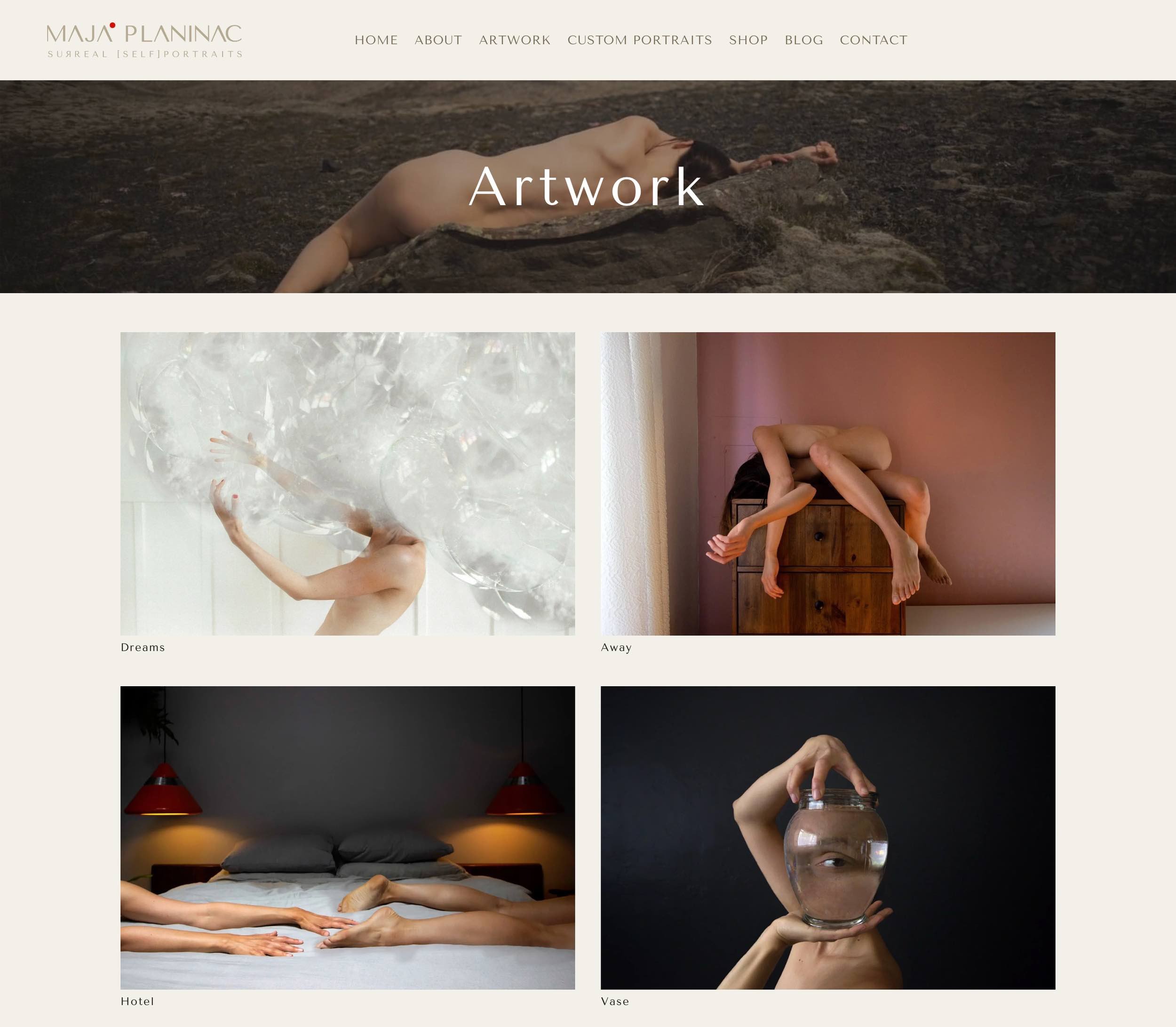 Custom website design of artwork page