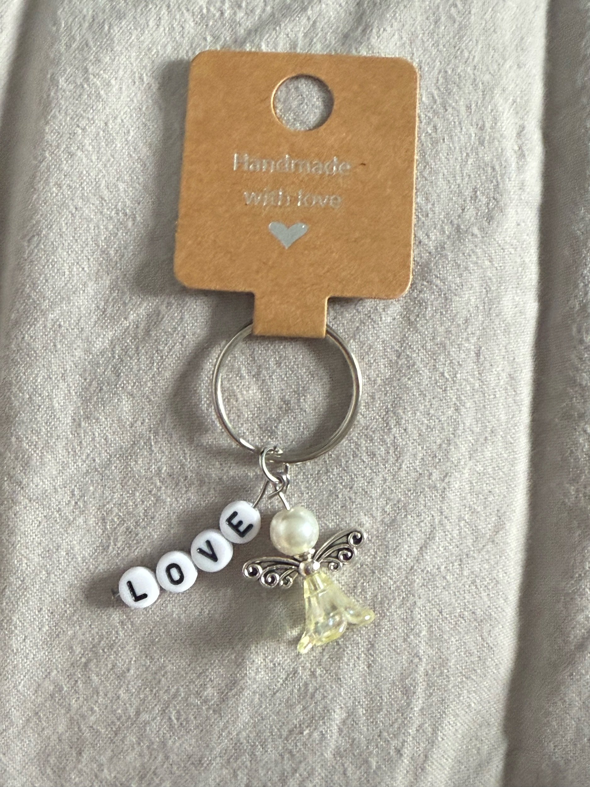 Handmade Angel Charm with 'LOVE' Beads