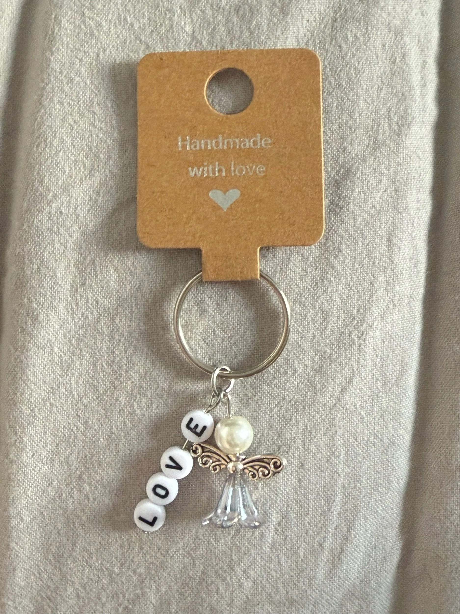 Handcrafted Angel LOVE Charm Keychain
