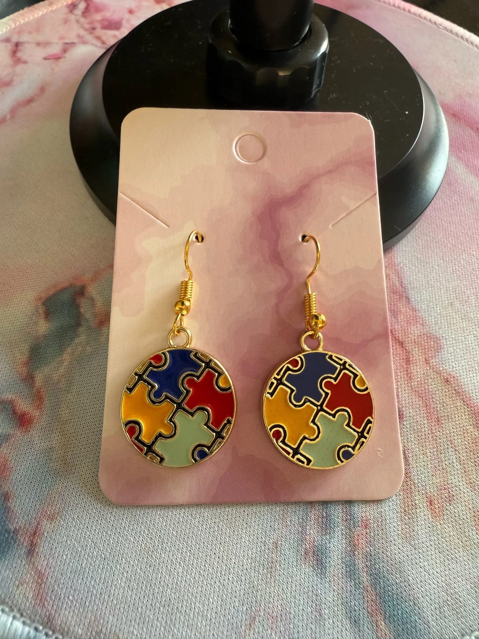 Vibrant Puzzle Piece Earrings