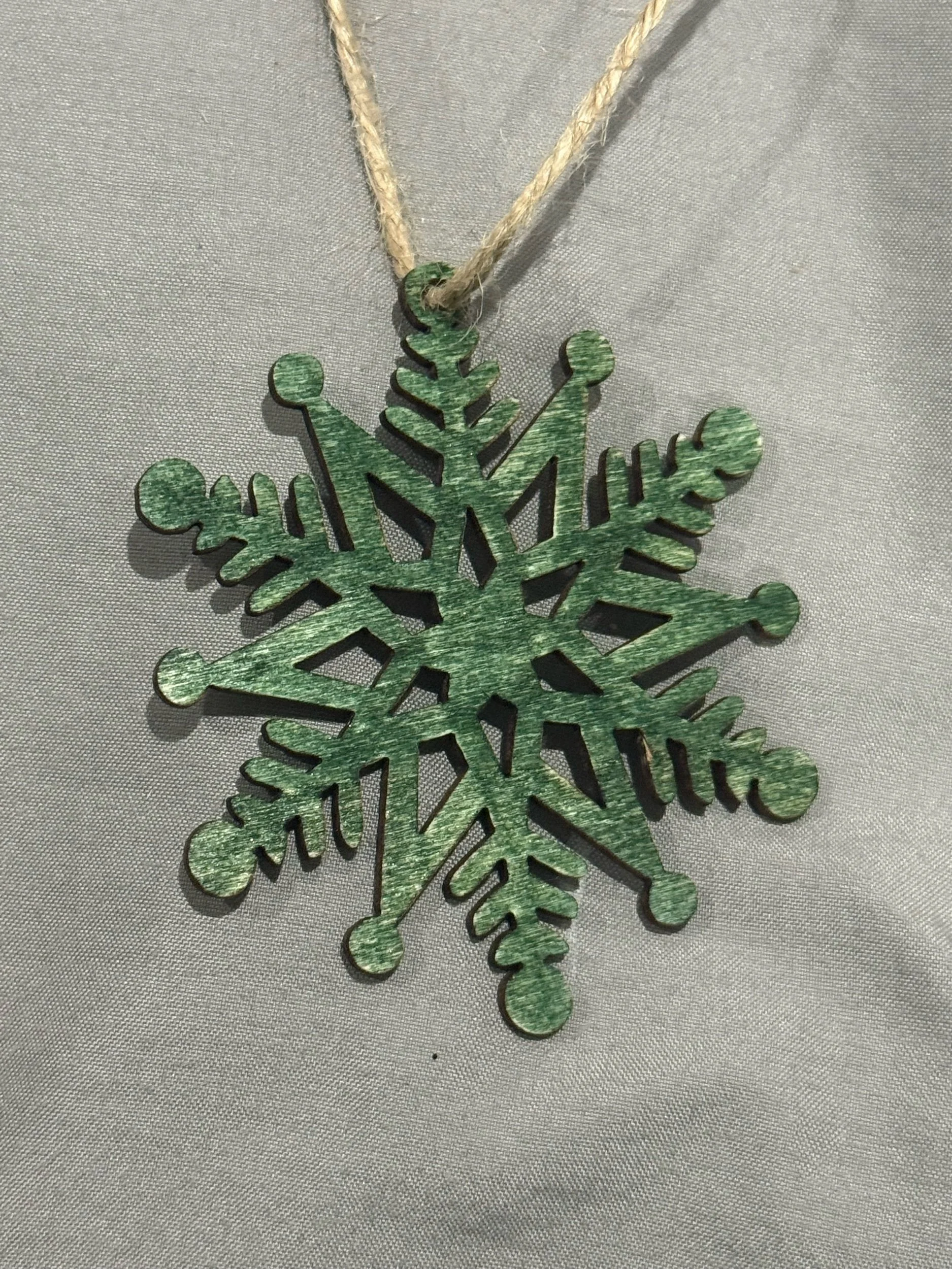 Hand-Stained Wooden Snowflake Ornament