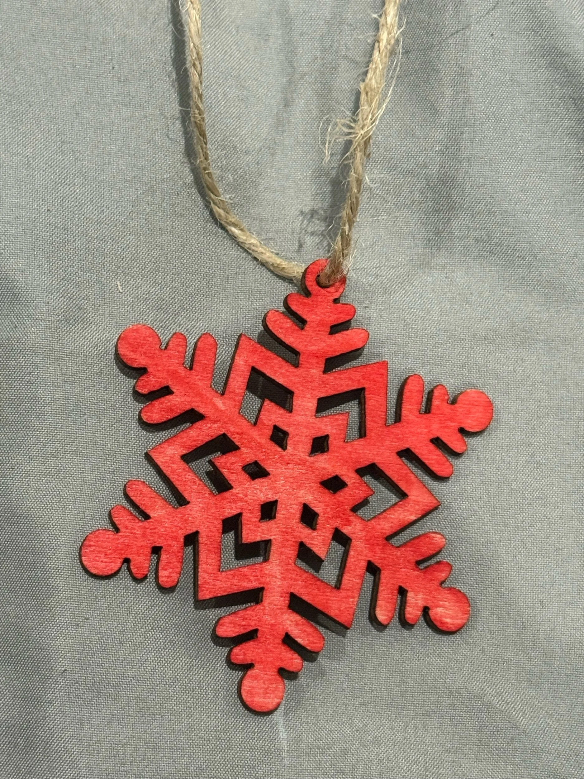 Hand-Stained Wooden Snowflake Ornament
