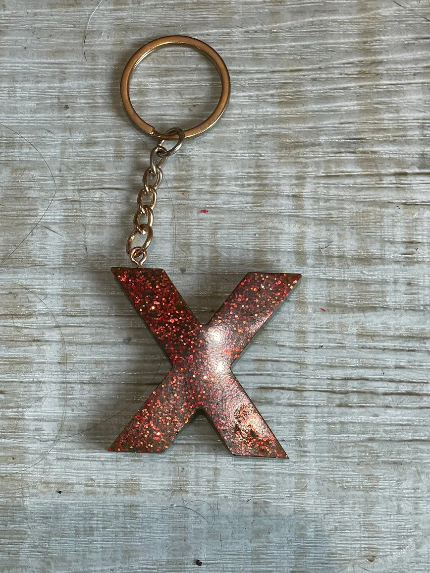 Glitter Letter X Keyring