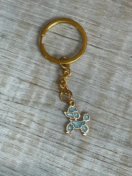 Chic Poodle Enamel Keyring