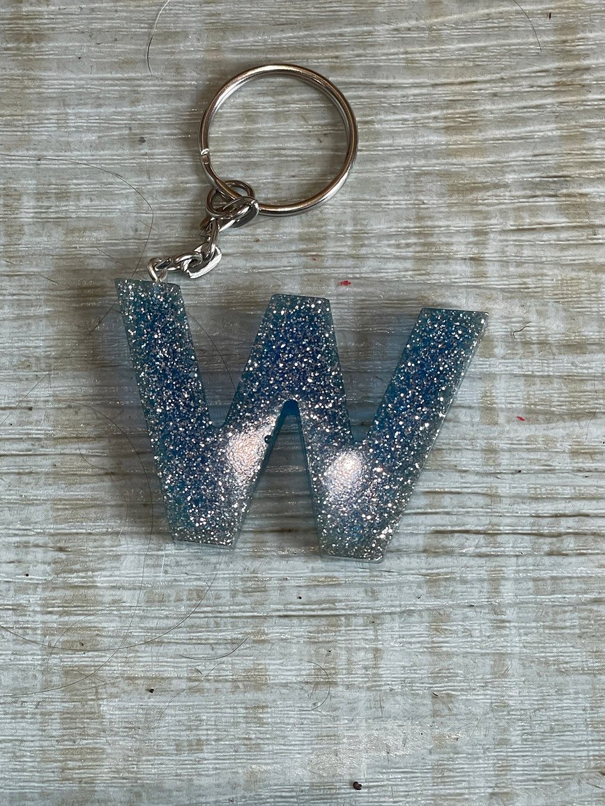 Sparkling Glitter 'W' Keyring