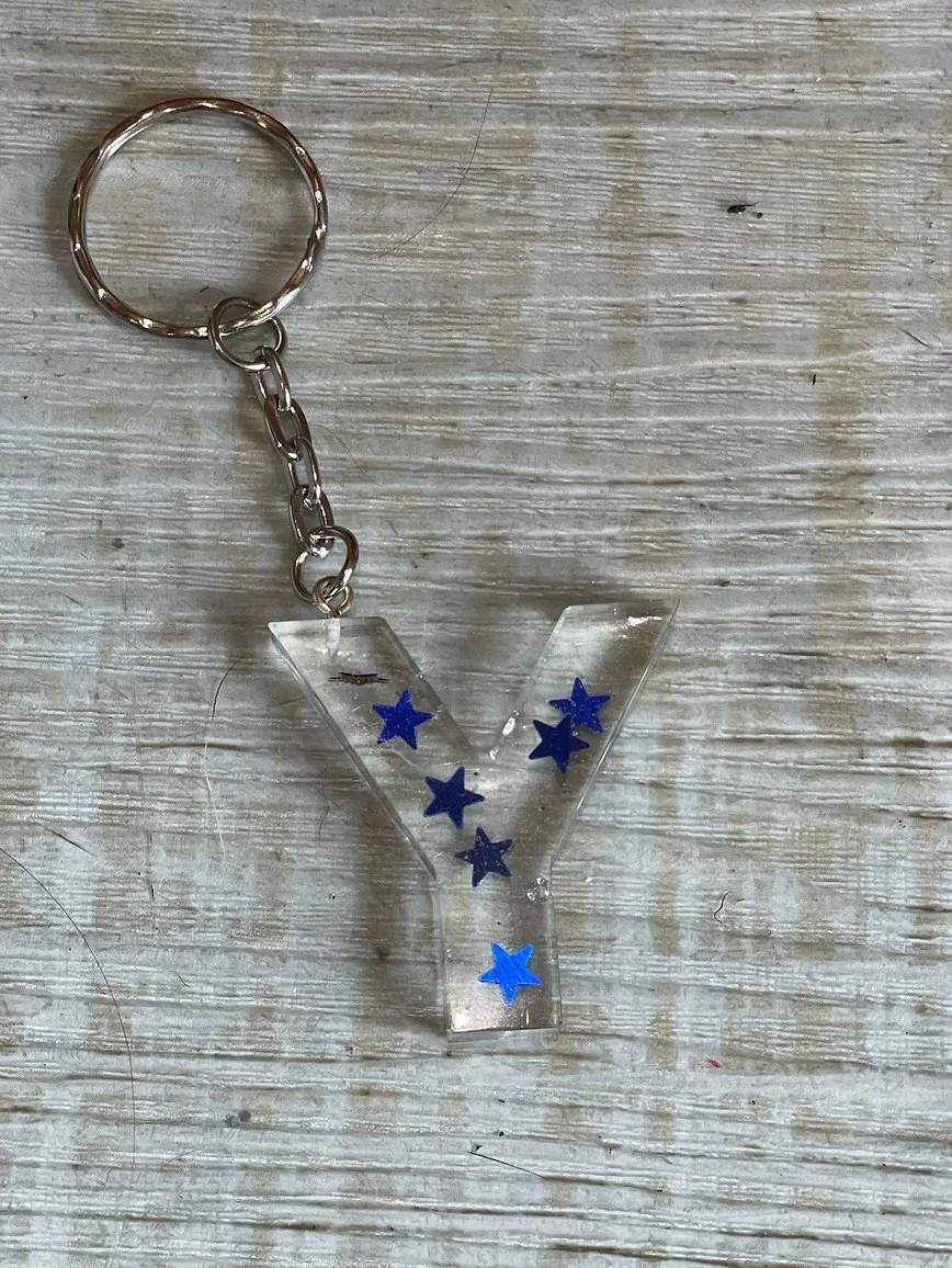 Starry Acrylic Initial Keyring