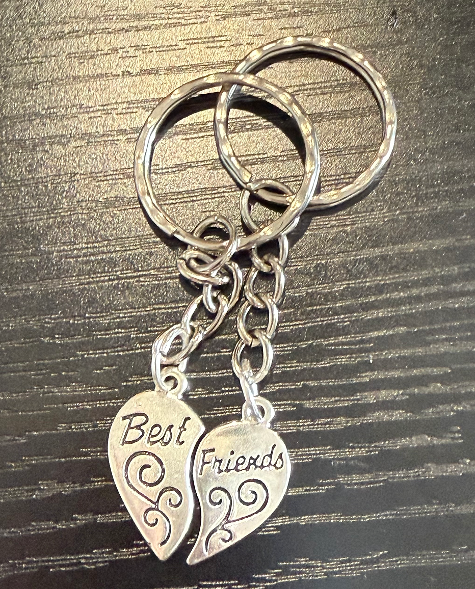 Best Friends Heart Keyring Set