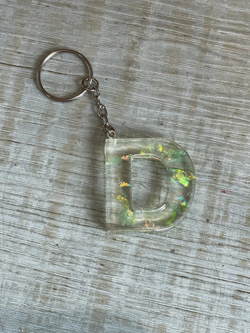 Glittering Resin Initial Keyring