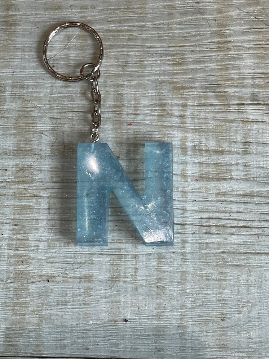 Personalized Blue Letter Keyring