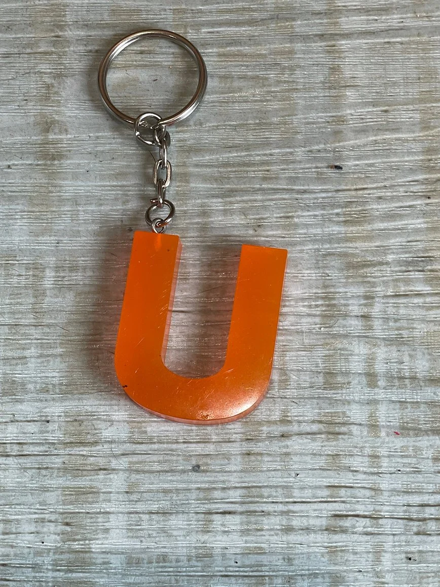Vibrant Orange Letter 'U' Keyring