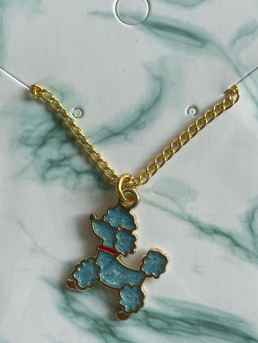 Charming Blue Poodle Pendant Necklace
